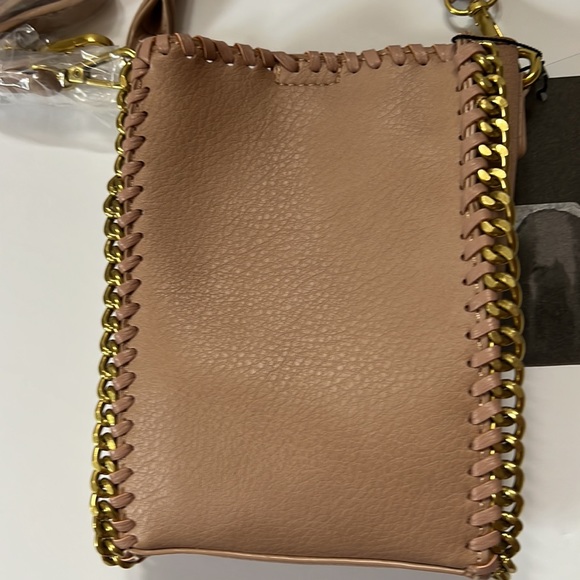 Street Level Tan Mini Tote Goldtone Chain Trim Detachable Hand & Shoulder Straps - Picture 4 of 11